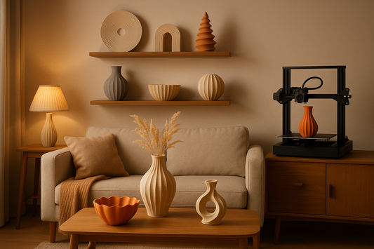 A living tool with home decor and a 3d printer on the corner