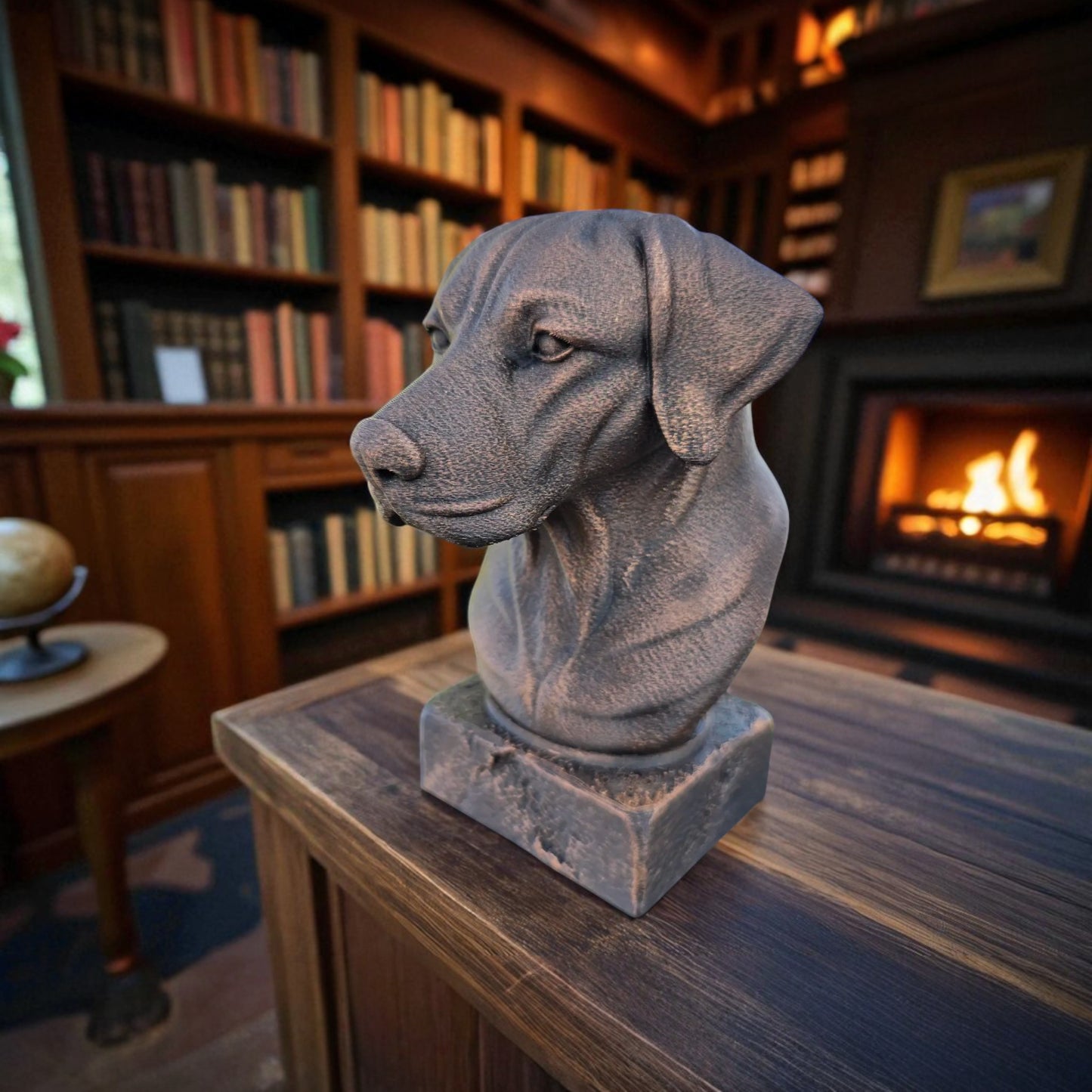 Dog Memorial, German Pointer, Bronze-Look Urn Bust