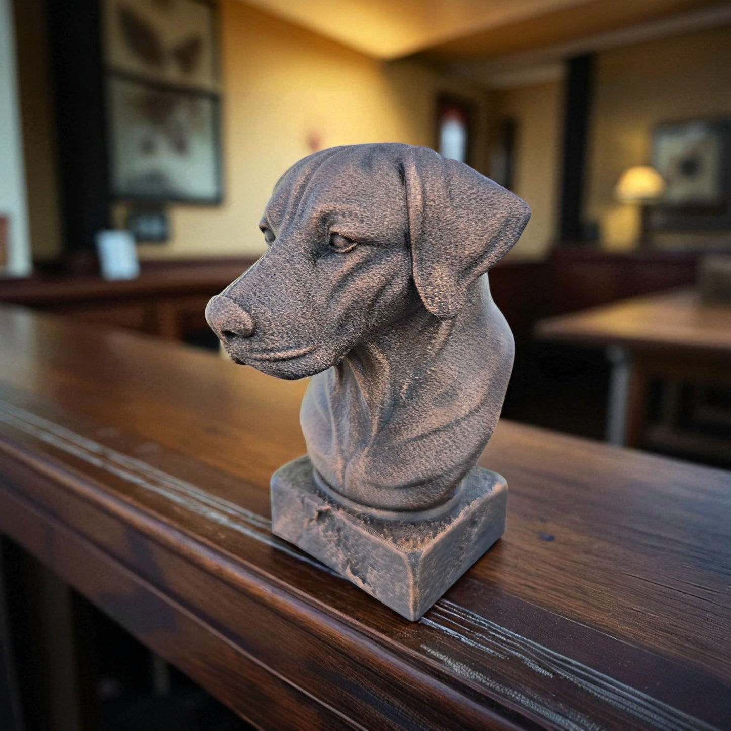Dog Memorial, German Pointer, Bronze-Look Urn Bust