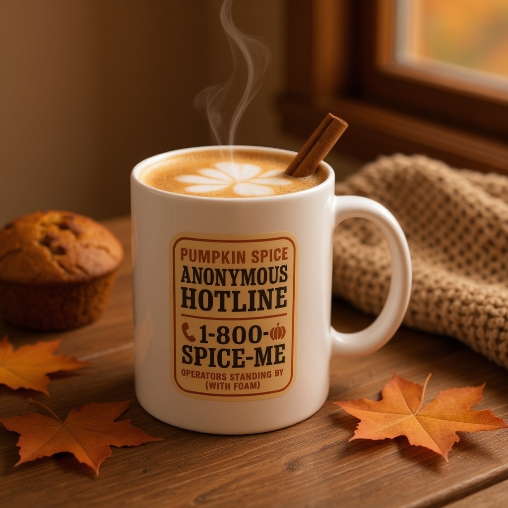 Mug 11oz Retro Pumpkin Spice Anonymous Hotline Coffee Cup, Operator Standing By, Fall Drinkware, Funny Kitchen Decor, Autumn Hot Drink Gift,
