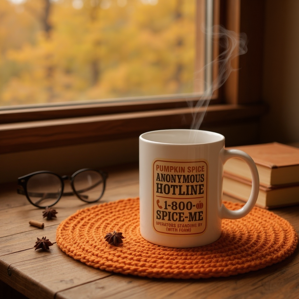 Mug 11oz Retro Pumpkin Spice Anonymous Hotline Coffee Cup, Operator Standing By, Fall Drinkware, Funny Kitchen Decor, Autumn Hot Drink Gift,
