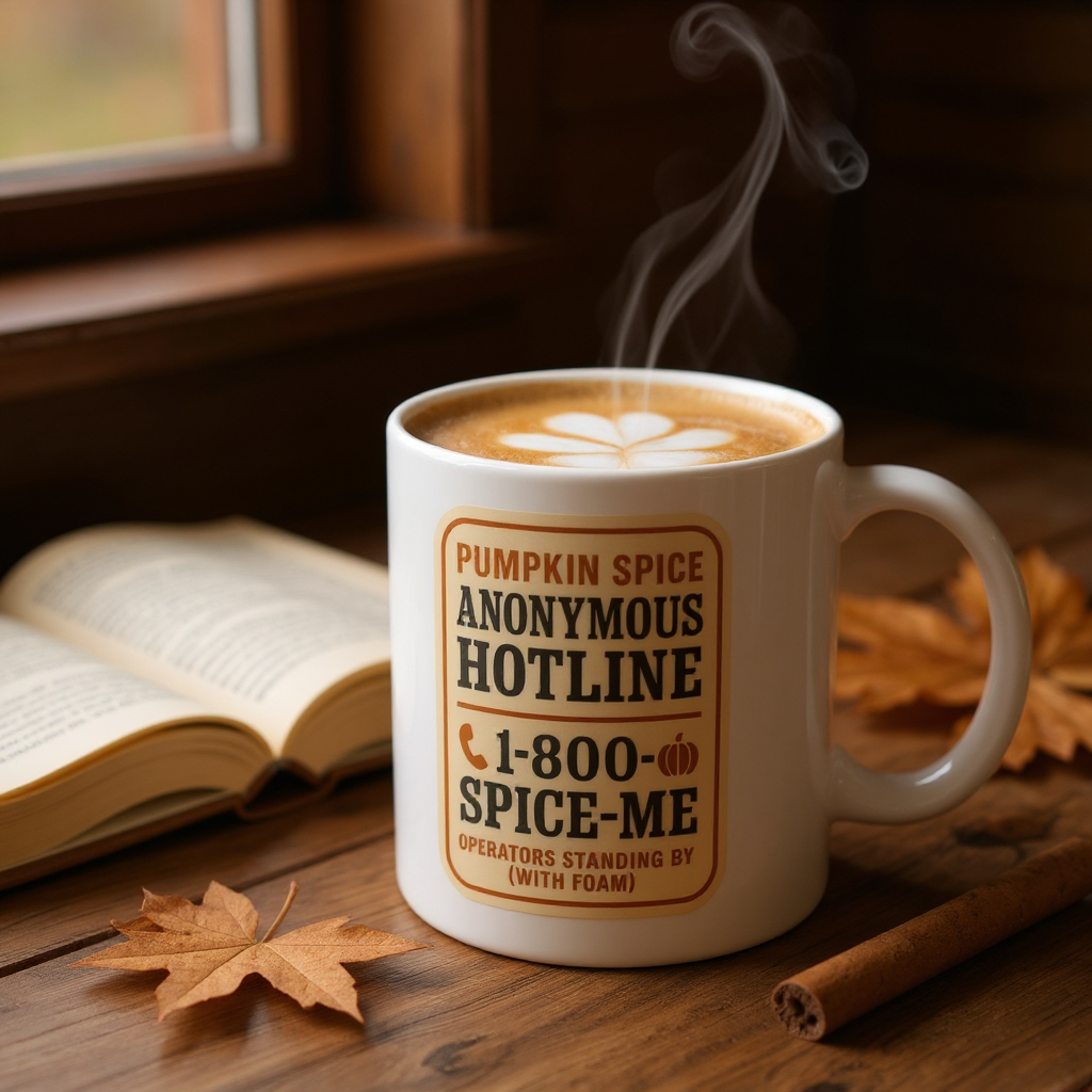 Mug 11oz Retro Pumpkin Spice Anonymous Hotline Coffee Cup, Operator Standing By, Fall Drinkware, Funny Kitchen Decor, Autumn Hot Drink Gift,