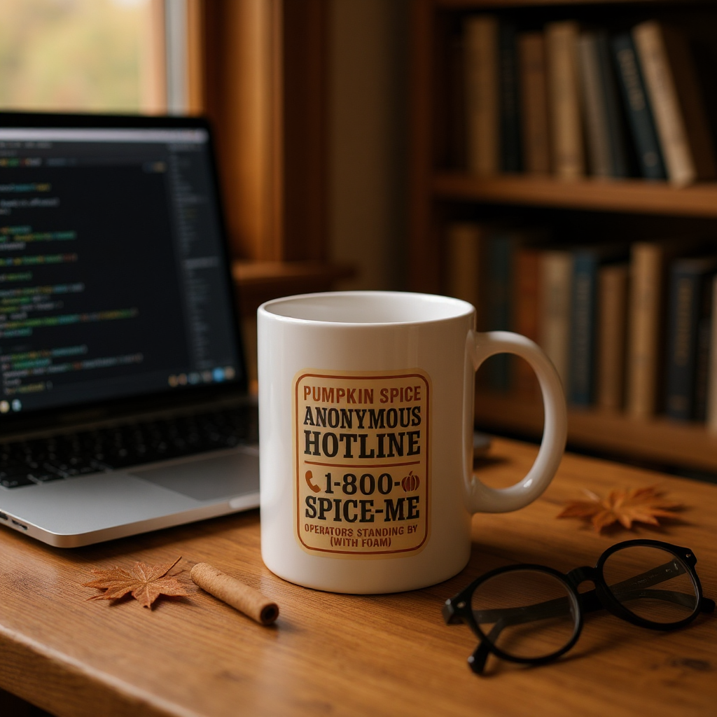 Mug 11oz Retro Pumpkin Spice Anonymous Hotline Coffee Cup, Operator Standing By, Fall Drinkware, Funny Kitchen Decor, Autumn Hot Drink Gift,