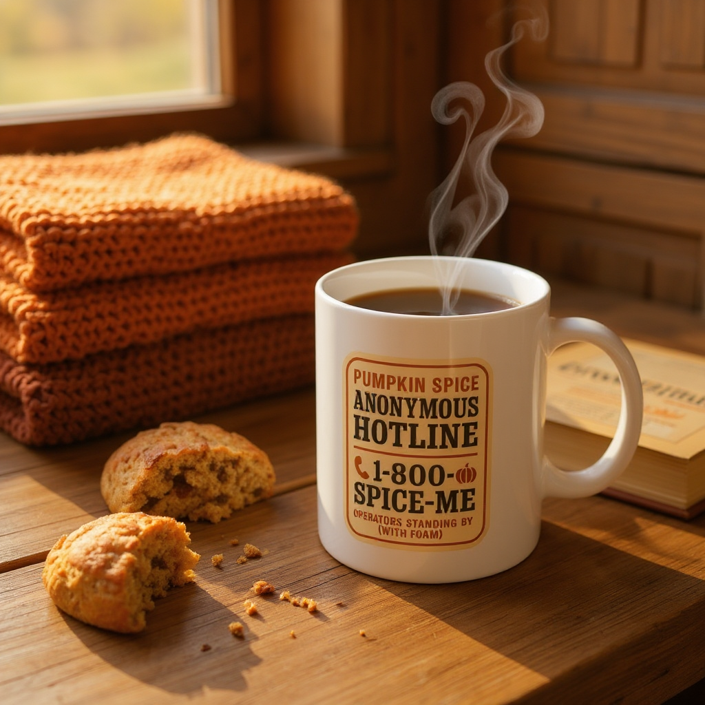 Mug 11oz Retro Pumpkin Spice Anonymous Hotline Coffee Cup, Operator Standing By, Fall Drinkware, Funny Kitchen Decor, Autumn Hot Drink Gift,