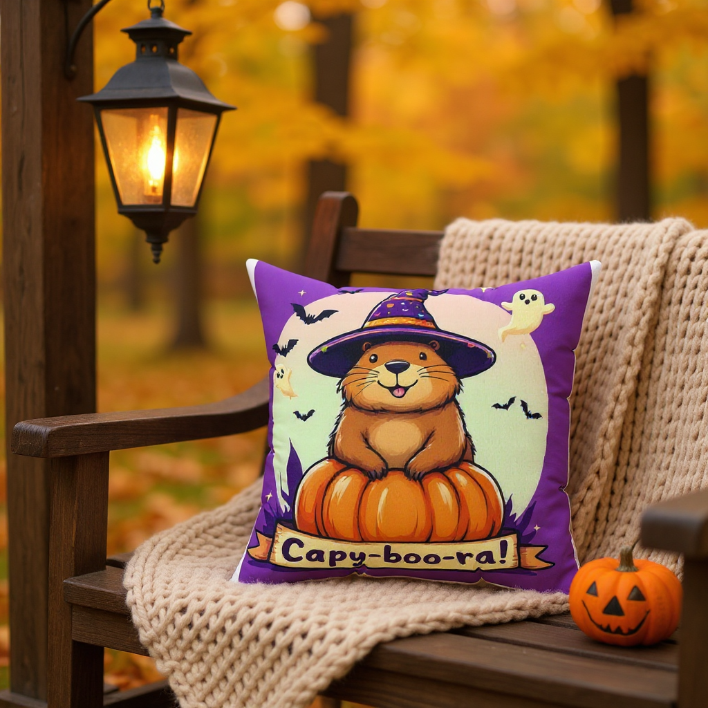 Halloween Capybara Pillow, Fun Fall Decor, Cozy Home Accent, Halloween Gift, Spooky Season Pillow