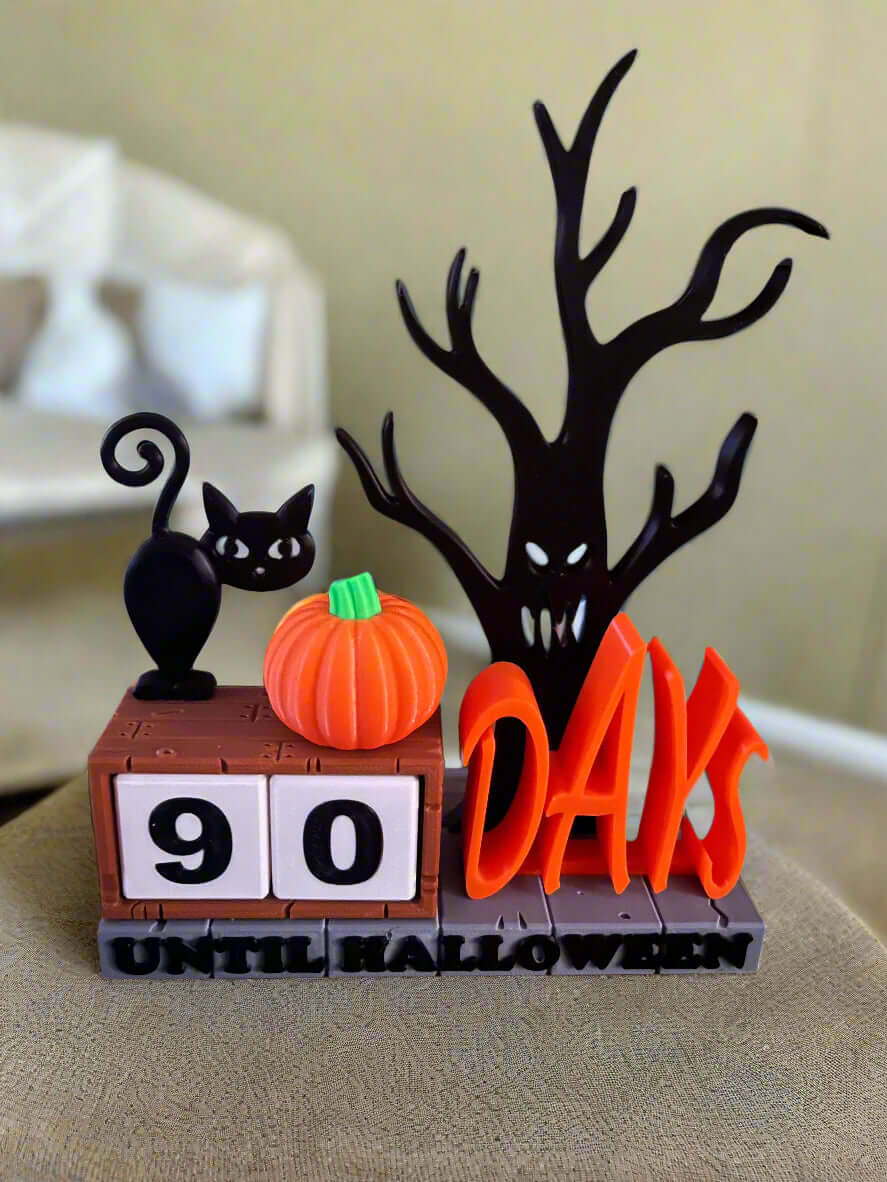 Halloween Countdown Calendar | Black Cat, Pumpkin & Tree Decor | Seasonal Fall Mantelpiece-Printastic Treasures