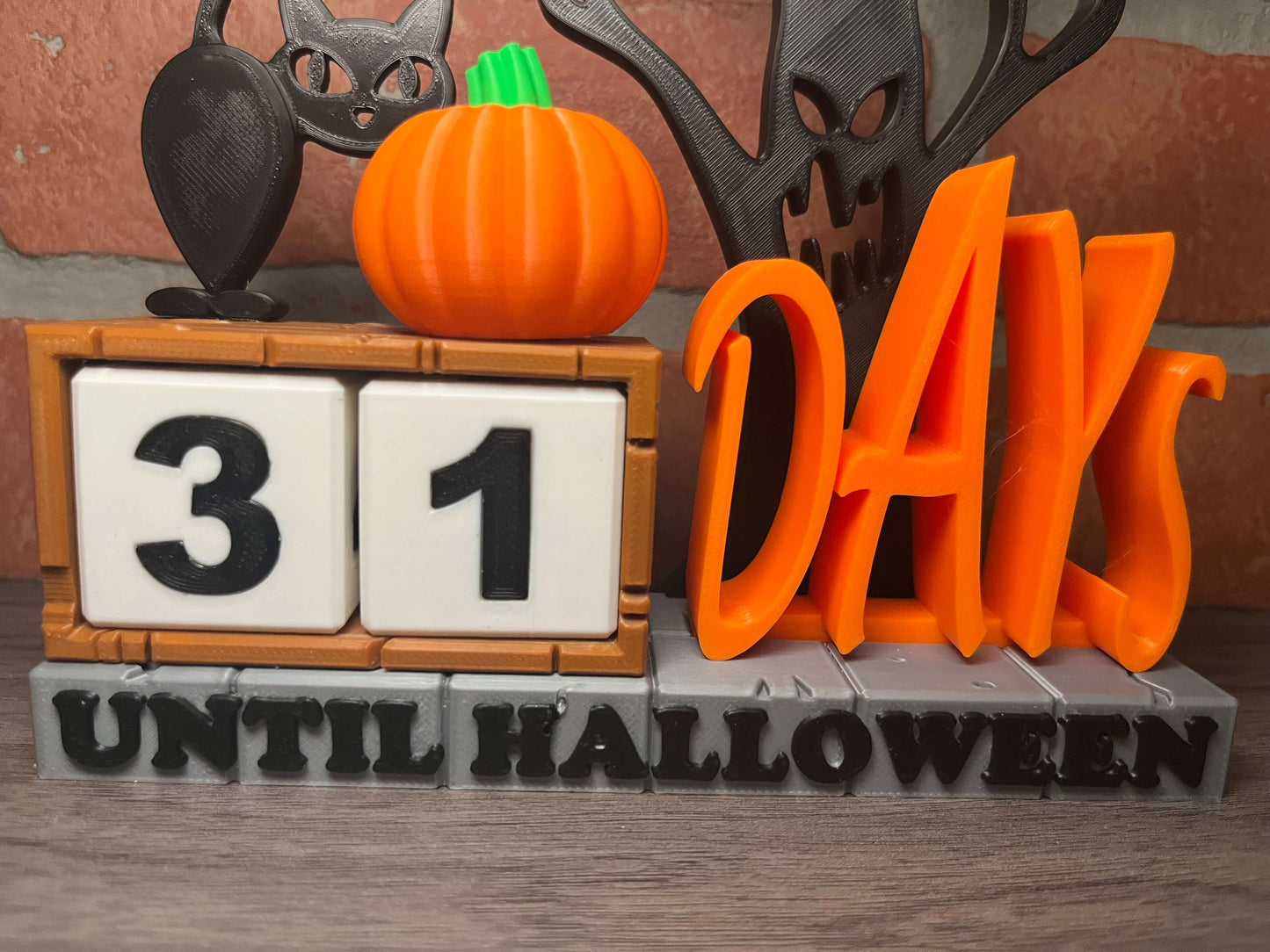 Halloween Countdown Calendar | Black Cat, Pumpkin & Tree Decor | Seasonal Fall Mantelpiece-Printastic Treasures
