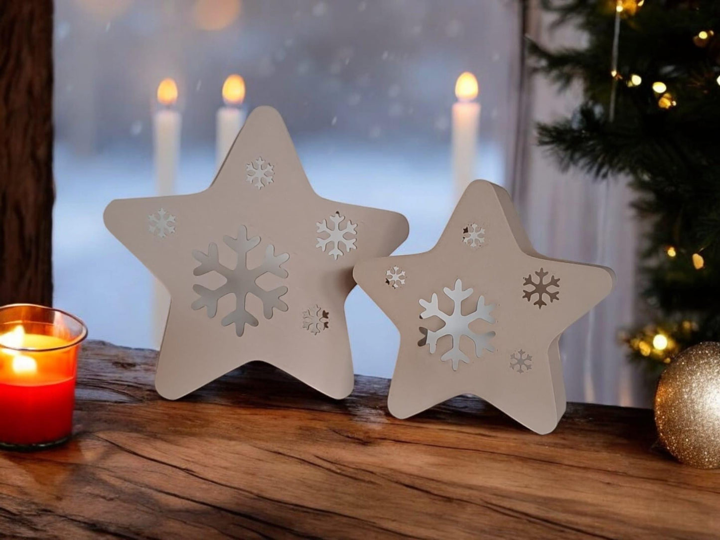 Candle Holder – Snowflake, LED, Christmas Set-Printastic Treasures