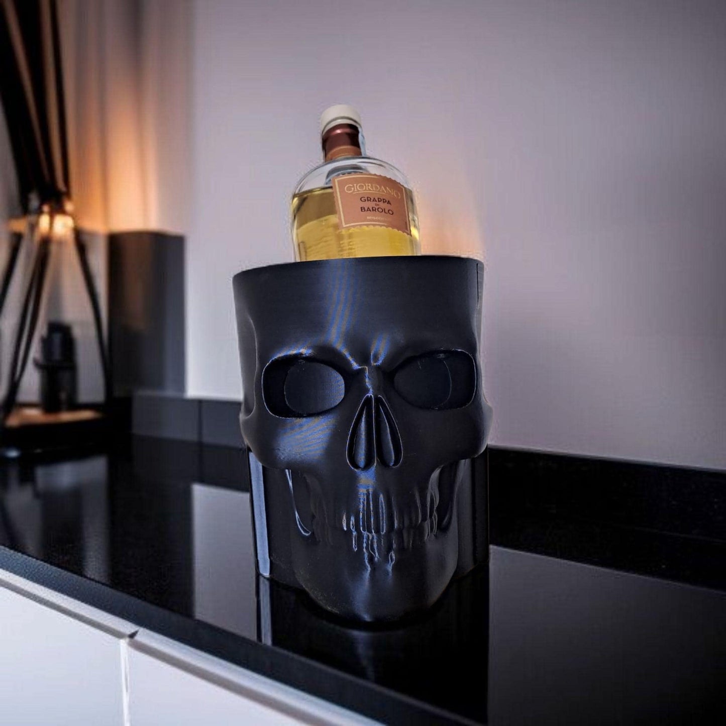 Gothic Skull Bottle Holder - Elegant Liquor Stand for Home Bars-Printastic Treasures