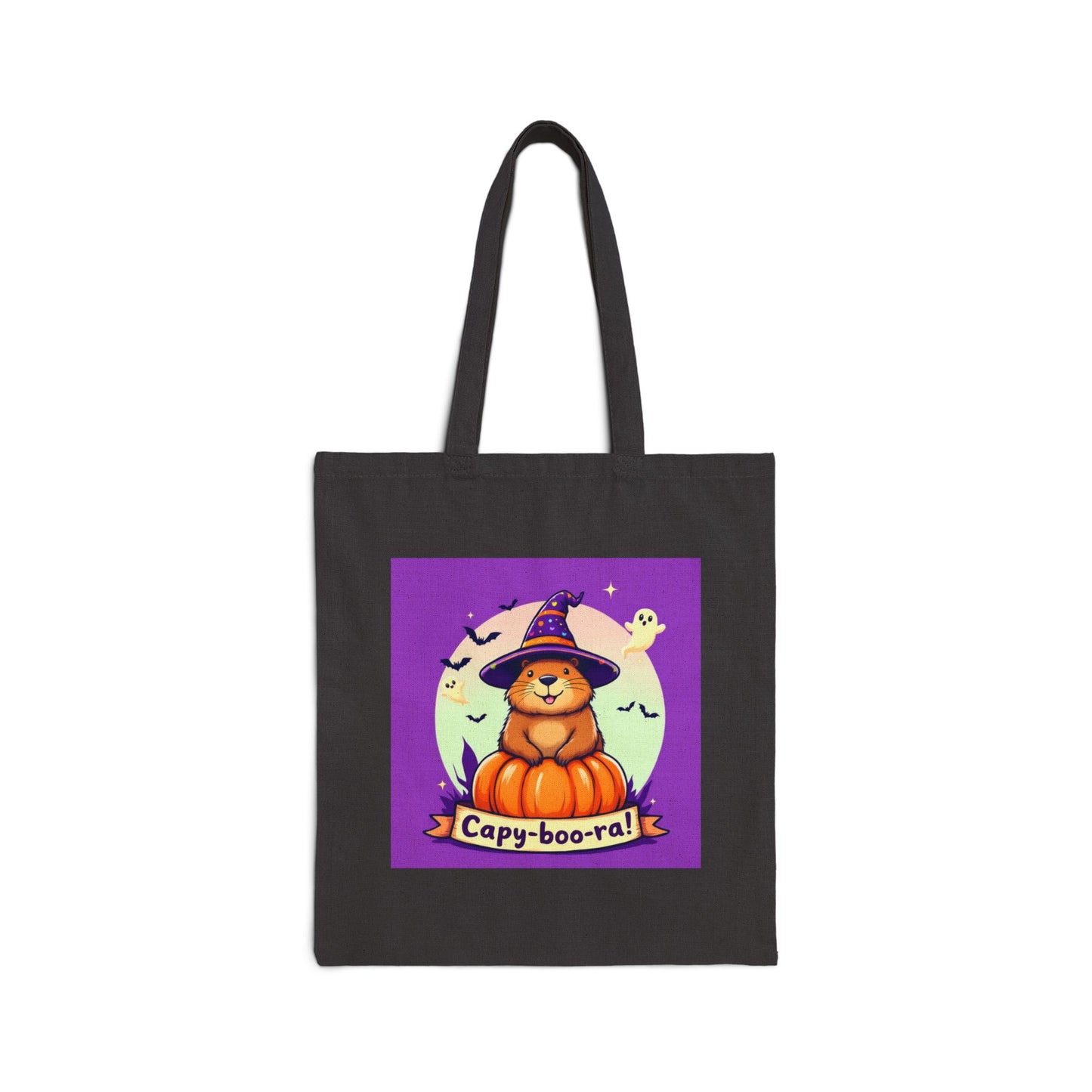 Halloween-Themed Cotton Canvas Tote Bag, Eco-Friendly Trick or Treat Bag, Fun Halloween Shopping Tote, Cute Animal Tote for Fall