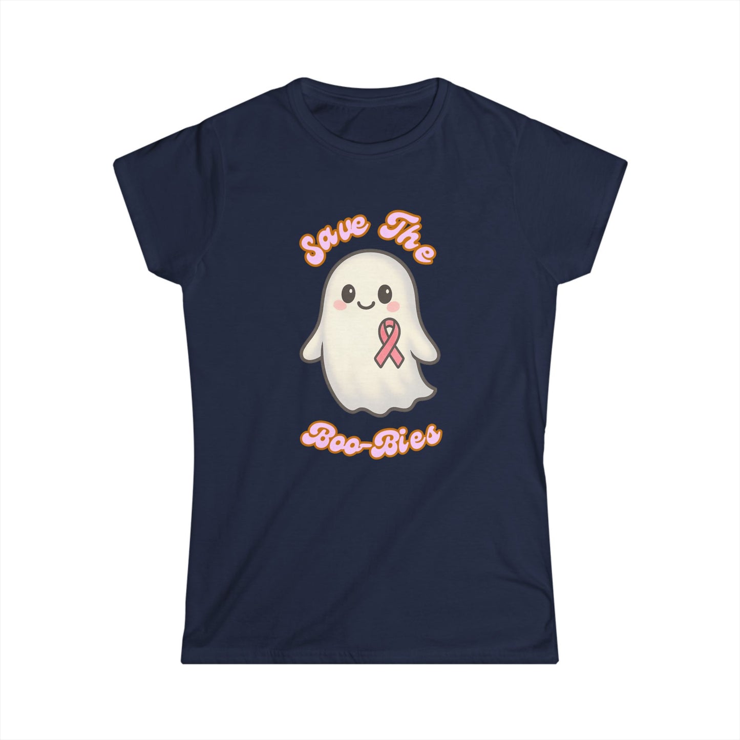 Women's Tee - Ghost Cancer Awareness T-Shirt, Save the Boo-bies, Breast Cancer Support Top