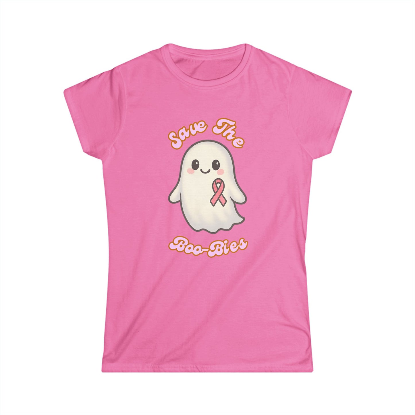 Women's Tee - Ghost Cancer Awareness T-Shirt, Save the Boo-bies, Breast Cancer Support Top