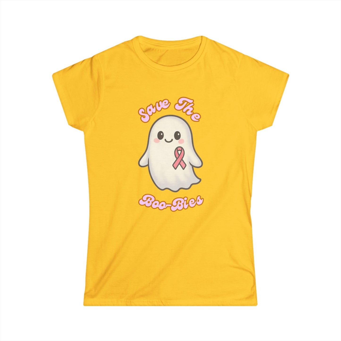 Women's Tee - Ghost Cancer Awareness T-Shirt, Save the Boo-bies, Breast Cancer Support Top