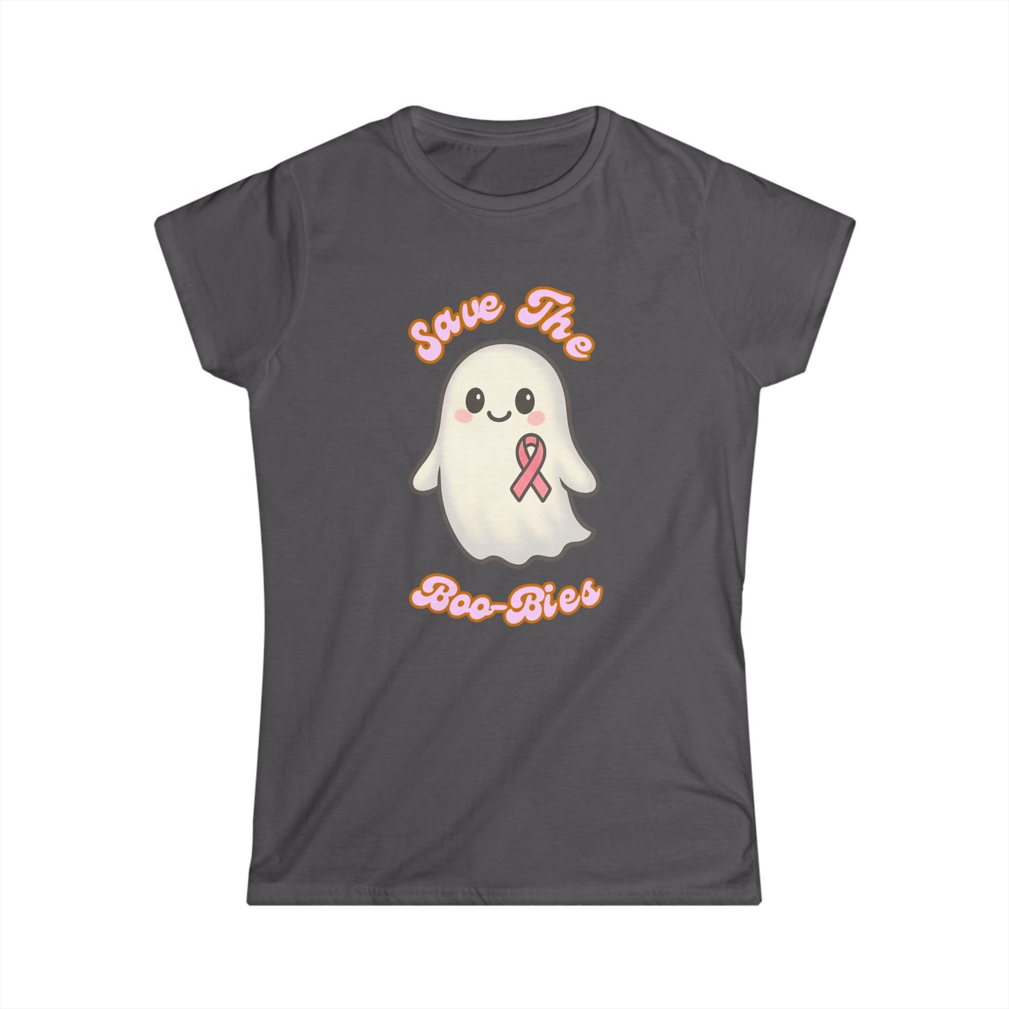 Women's Tee - Ghost Cancer Awareness T-Shirt, Save the Boo-bies, Breast Cancer Support Top
