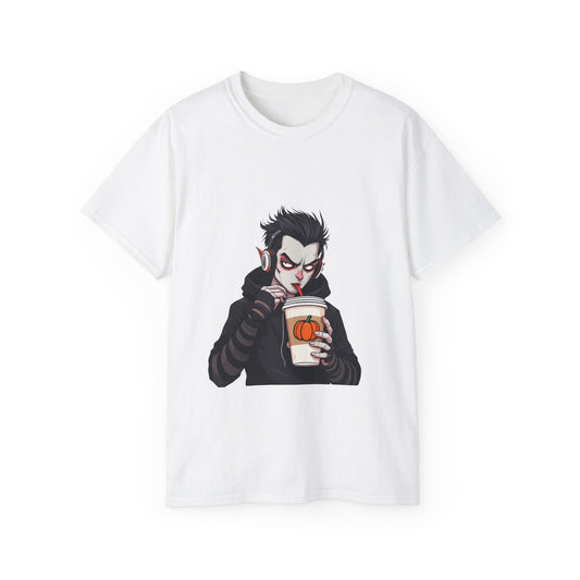 Vampire Themed Unisex Tee, Halloween Shirt, Graphic Tee, Spooky Apparel, Costume Party Top, Trendy Casual Wear