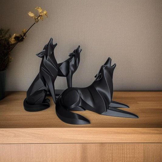 Wolf Figurines Set, 3D Printed Howling Wolves-Printastic Treasures