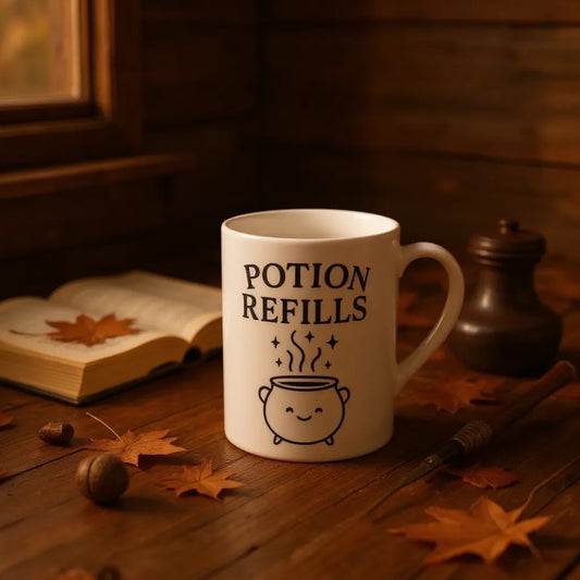 Halloween Coffee Mug - Fun Potion Refill Ceramic Cup for Witchy Vibes and Holiday Gift