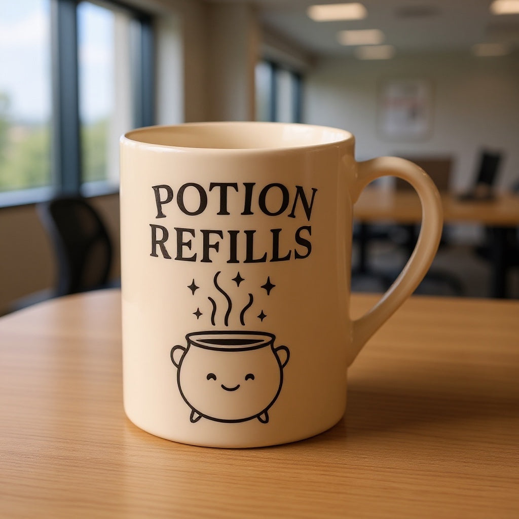 Halloween Coffee Mug - Fun Potion Refill Ceramic Cup for Witchy Vibes and Holiday Gift