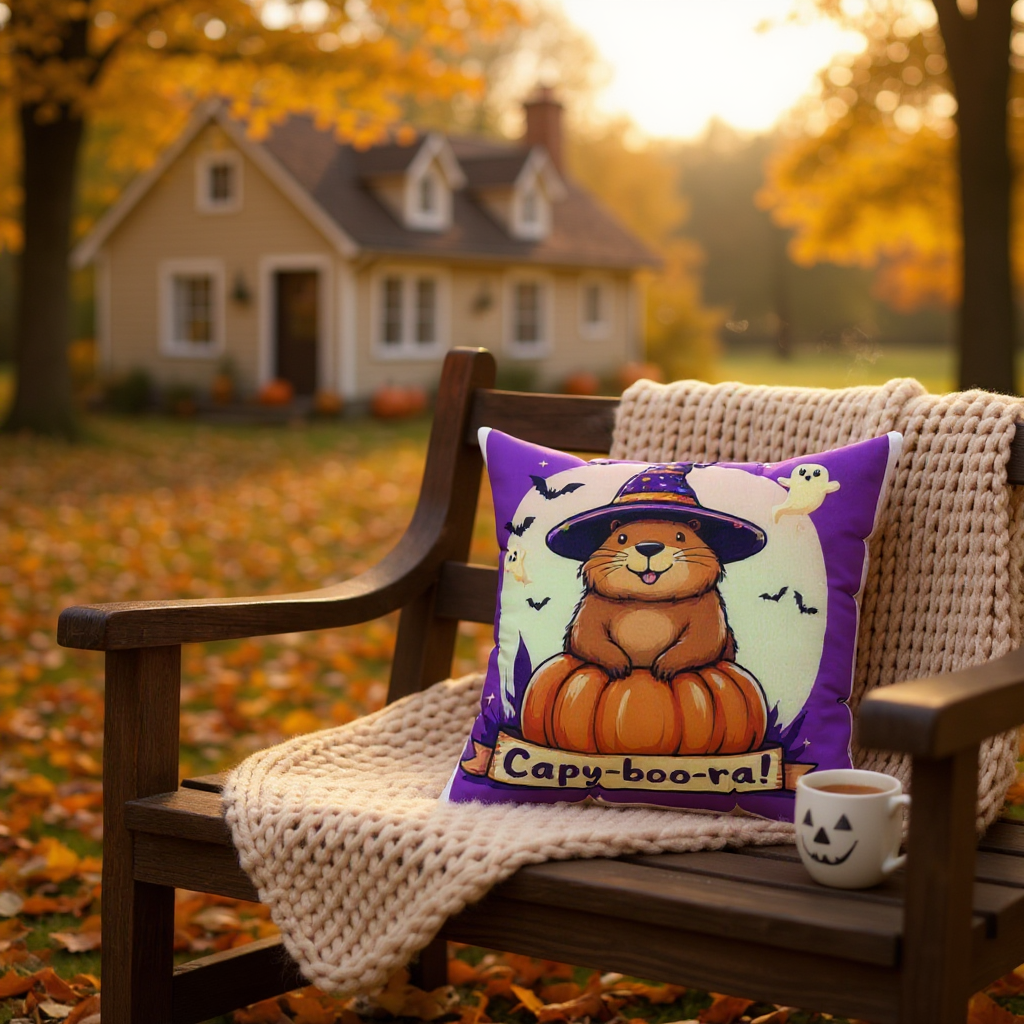 Halloween Capybara Pillow, Fun Fall Decor, Cozy Home Accent, Halloween Gift, Spooky Season Pillow