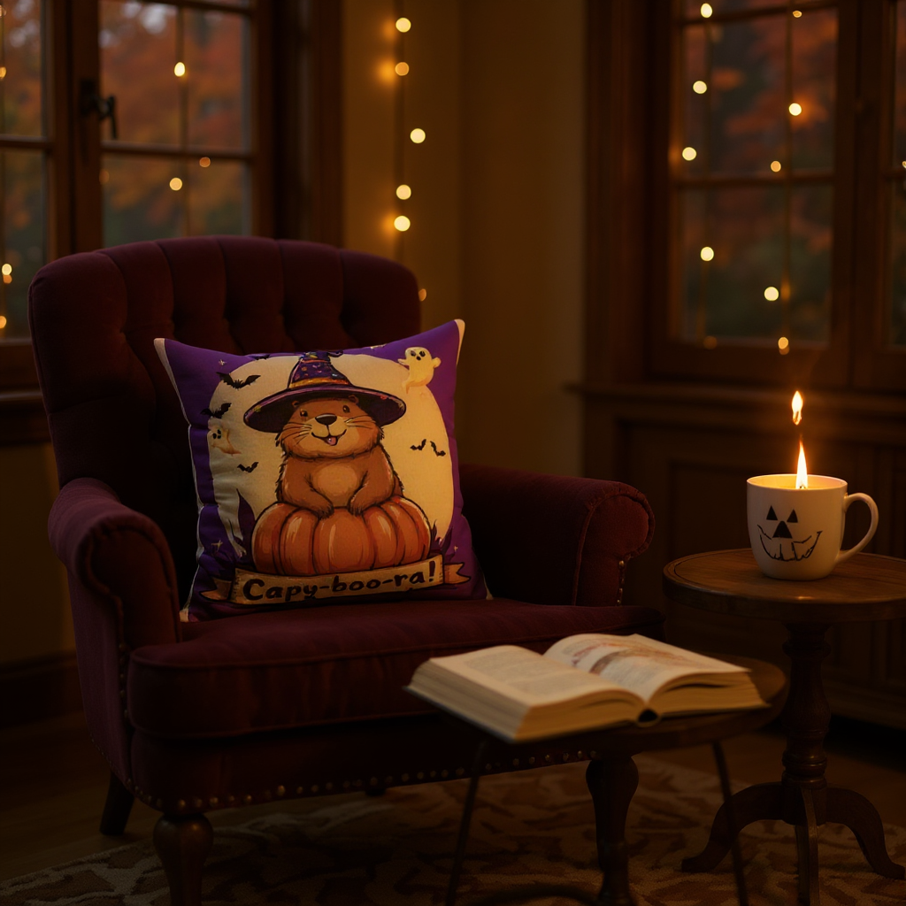 Halloween Capybara Pillow, Fun Fall Decor, Cozy Home Accent, Halloween Gift, Spooky Season Pillow