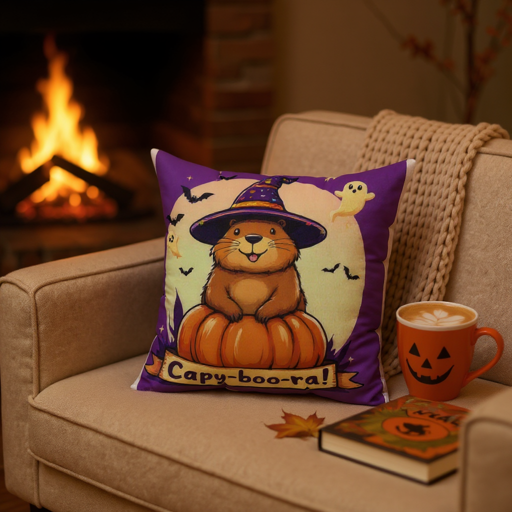 Halloween Capybara Pillow, Fun Fall Decor, Cozy Home Accent, Halloween Gift, Spooky Season Pillow