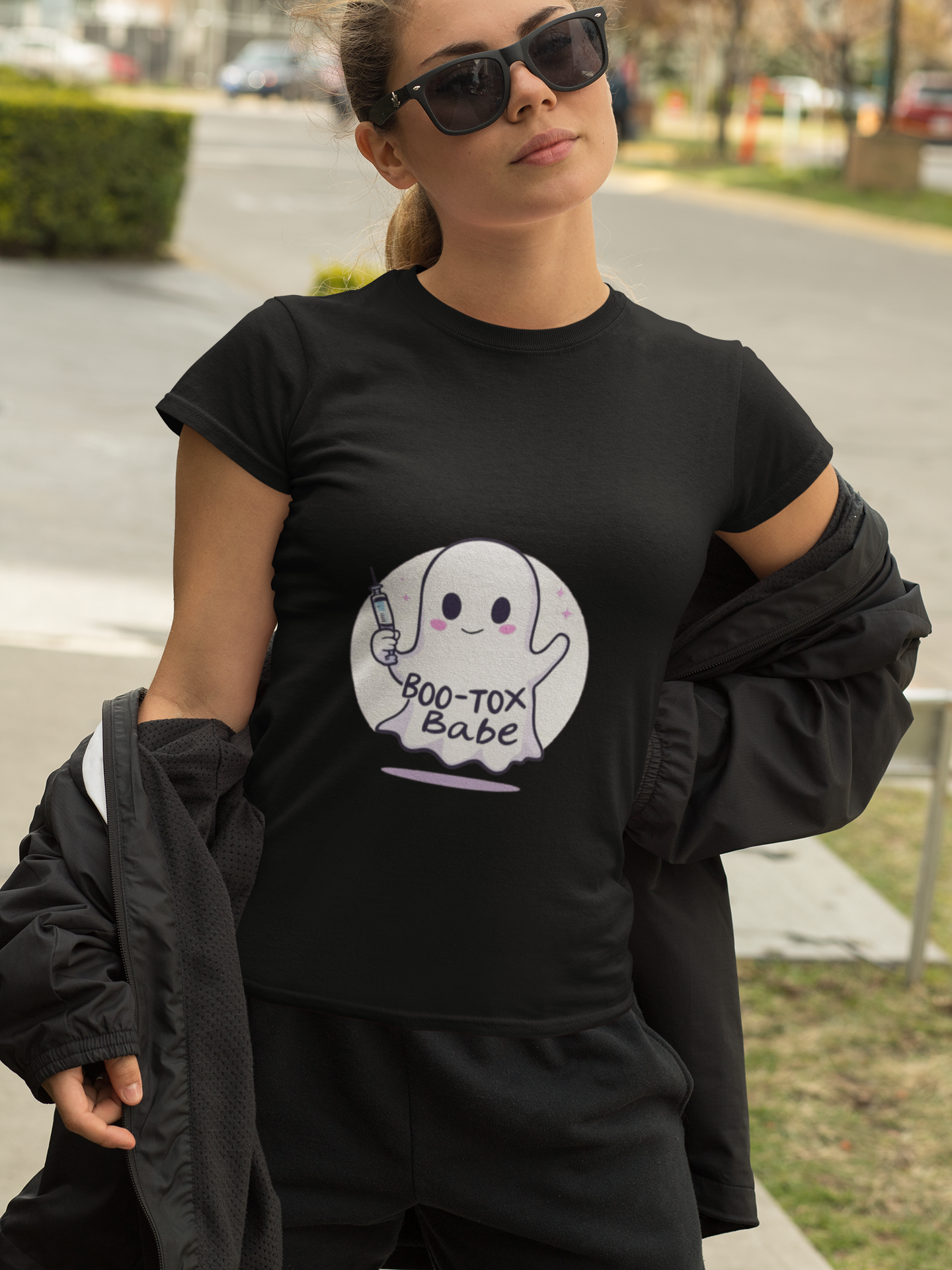 Boo-Tox Babe Ghost Tee, Funny Halloween Shirt, Cute Spooky Top, Women's Graphic Tee, Halloween Costume Alternative