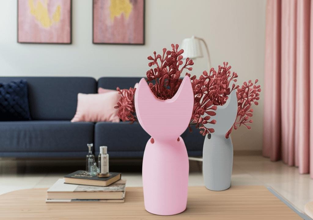 Cat Vase Minimalist-Printastic Treasures