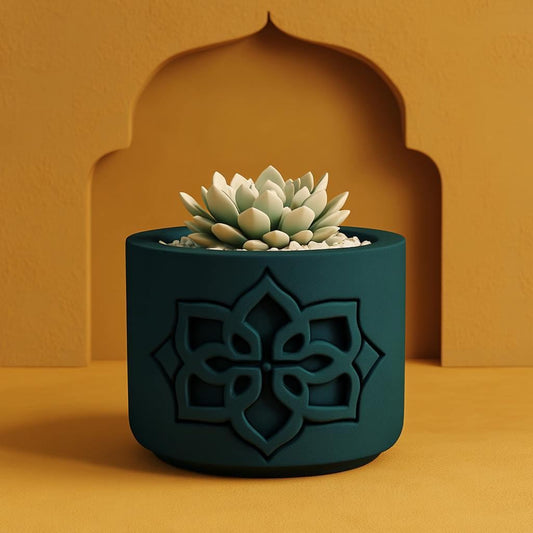 Planter Moroccan Floral Succulent Round-Printastic Treasures