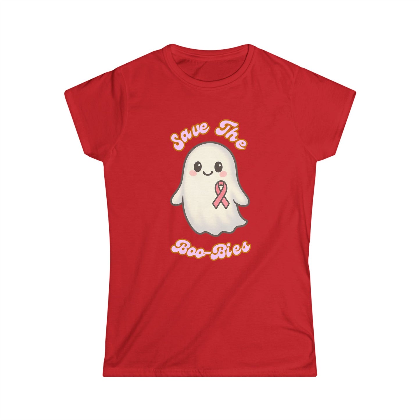 Women's Tee - Ghost Cancer Awareness T-Shirt, Save the Boo-bies, Breast Cancer Support Top