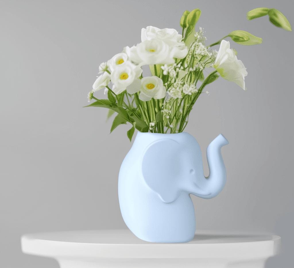 Flower Vase Elephant, Unique Animal Decor-Printastic Treasures