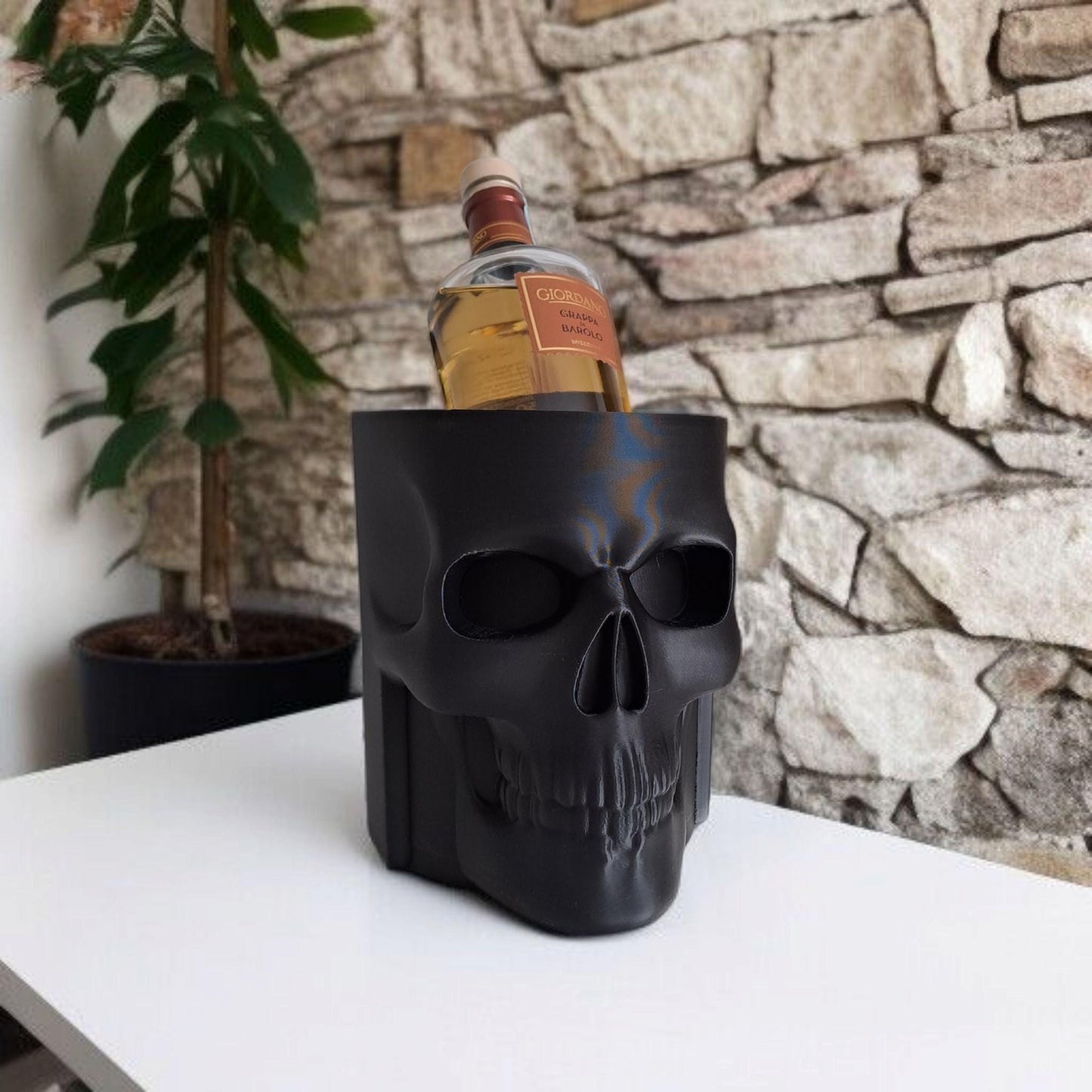 Gothic Skull Bottle Holder - Elegant Liquor Stand for Home Bars-Printastic Treasures