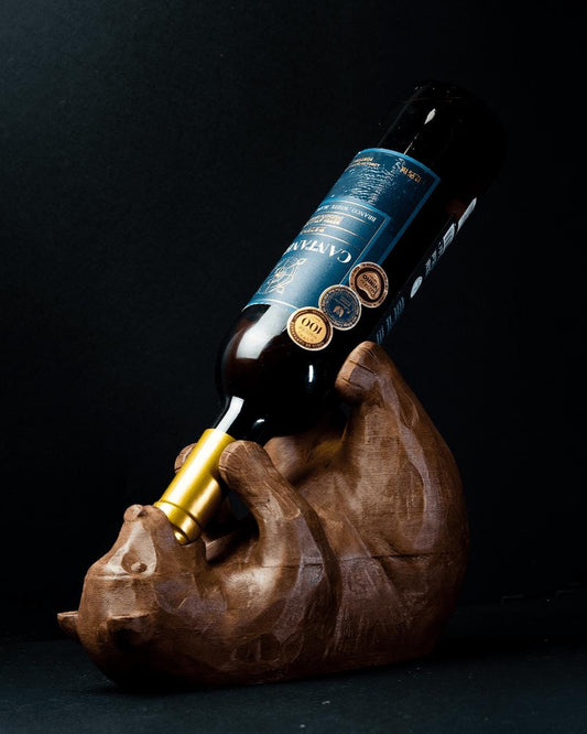 Wine Decor, Rustic Gift, Bear Bottle Holder-Printastic Treasures