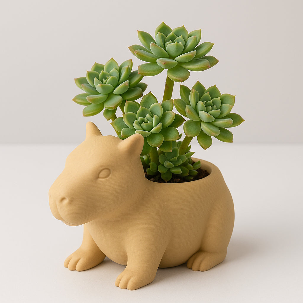 Capybara Planter – Cute Eco-Friendly Pot for Succulents & Small Plants-Printastic Treasures