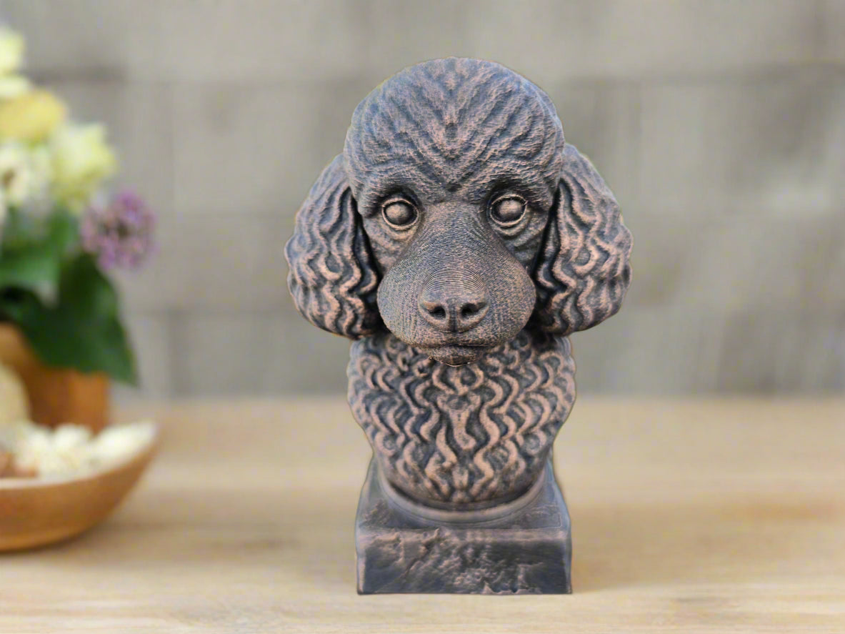 Dog Memorial, Toy Poodle, Bronze-Look Urn Bust-Printastic Treasures