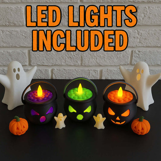 Halloween LED Cauldron Tea Light Holders – Bubbling Potion