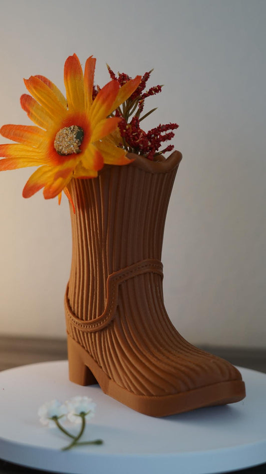 Vase Cowboy Boot Western Decor Planter-Printastic Treasures