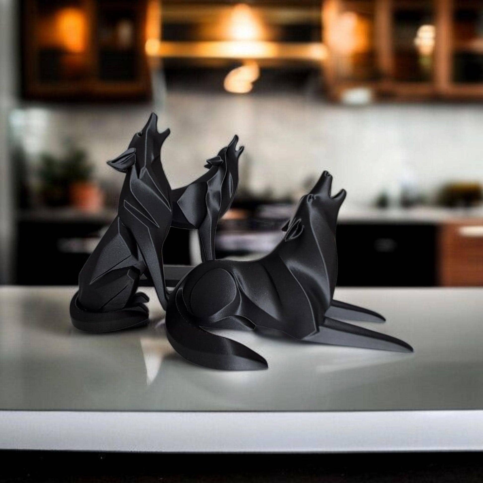 Wolf Figurines Set, 3D Printed Howling Wolves-Printastic Treasures