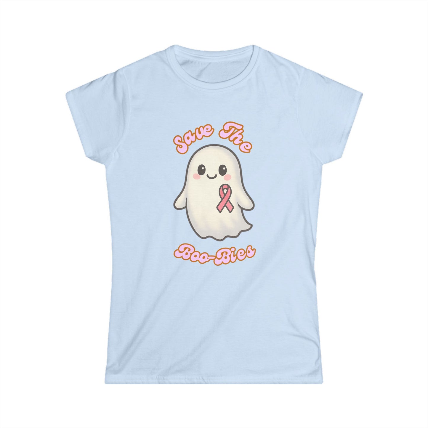 Women's Tee - Ghost Cancer Awareness T-Shirt, Save the Boo-bies, Breast Cancer Support Top
