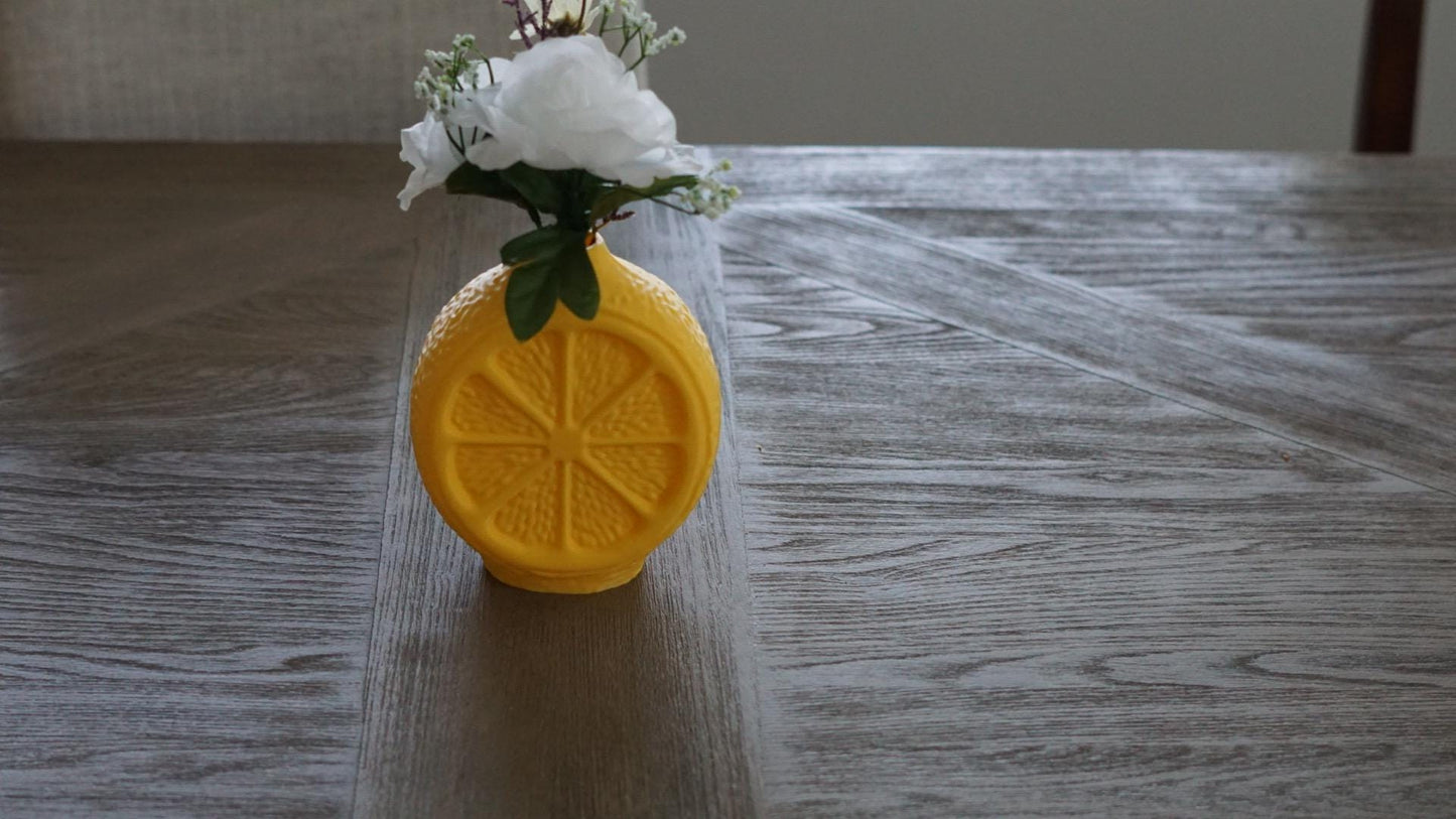 Lemon Vase, Fruit Shaped, Yellow Summer Decor-Printastic Treasures