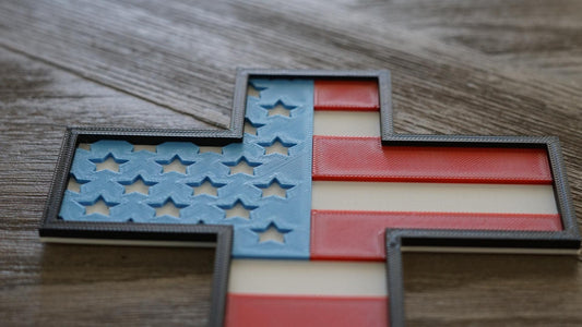 Wall Art, Patriotic Decor, American Flag Cross-Printastic Treasures
