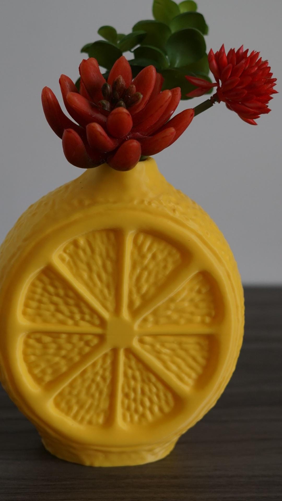 Lemon Vase, Fruit Shaped, Yellow Summer Decor-Printastic Treasures