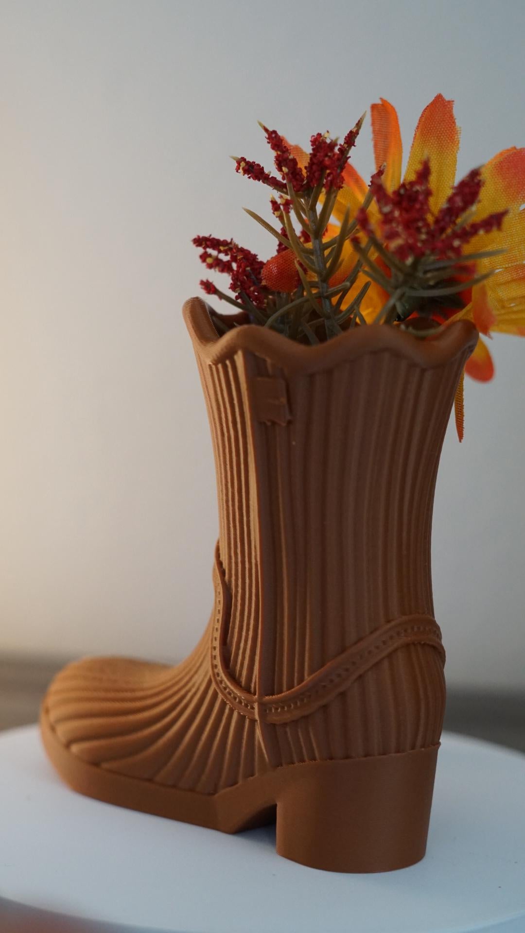 Vase Cowboy Boot Western Decor Planter-Printastic Treasures