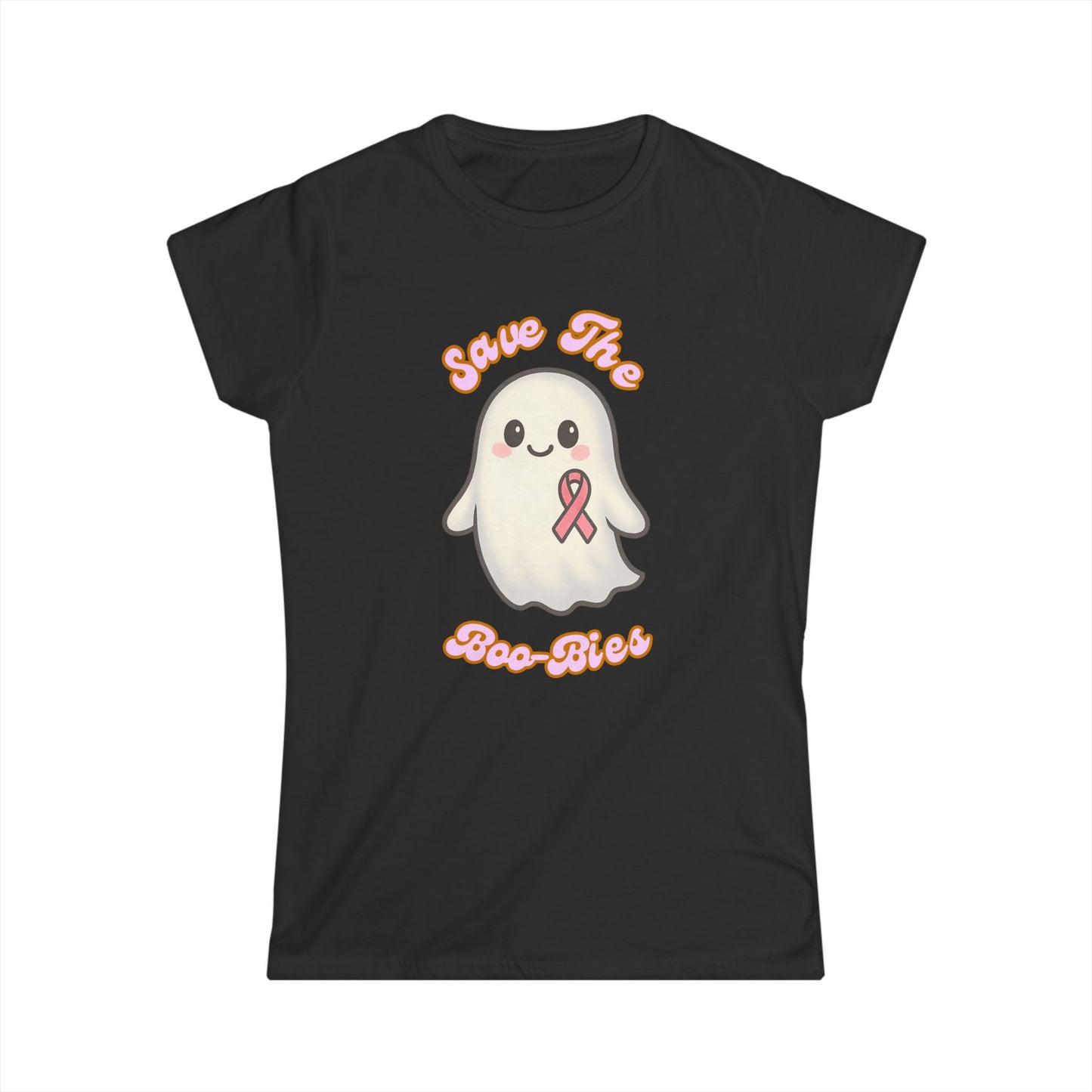 Women's Tee - Ghost Cancer Awareness T-Shirt, Save the Boo-bies, Breast Cancer Support Top