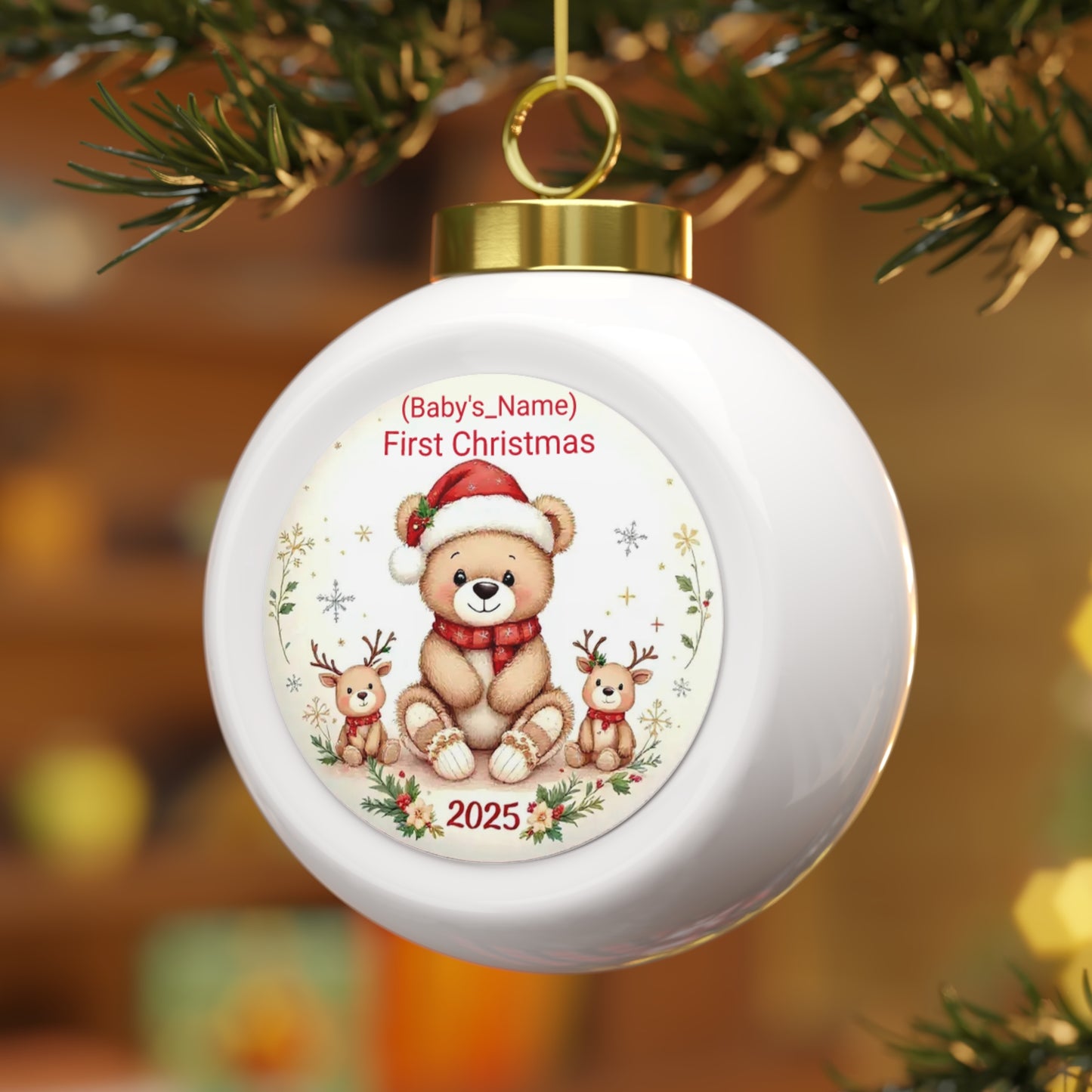 Personalized Christmas Ball Ornament, Baby's First Christmas Decor, Holiday Keepsake, Family Ornament, Unique Xmas Gift
