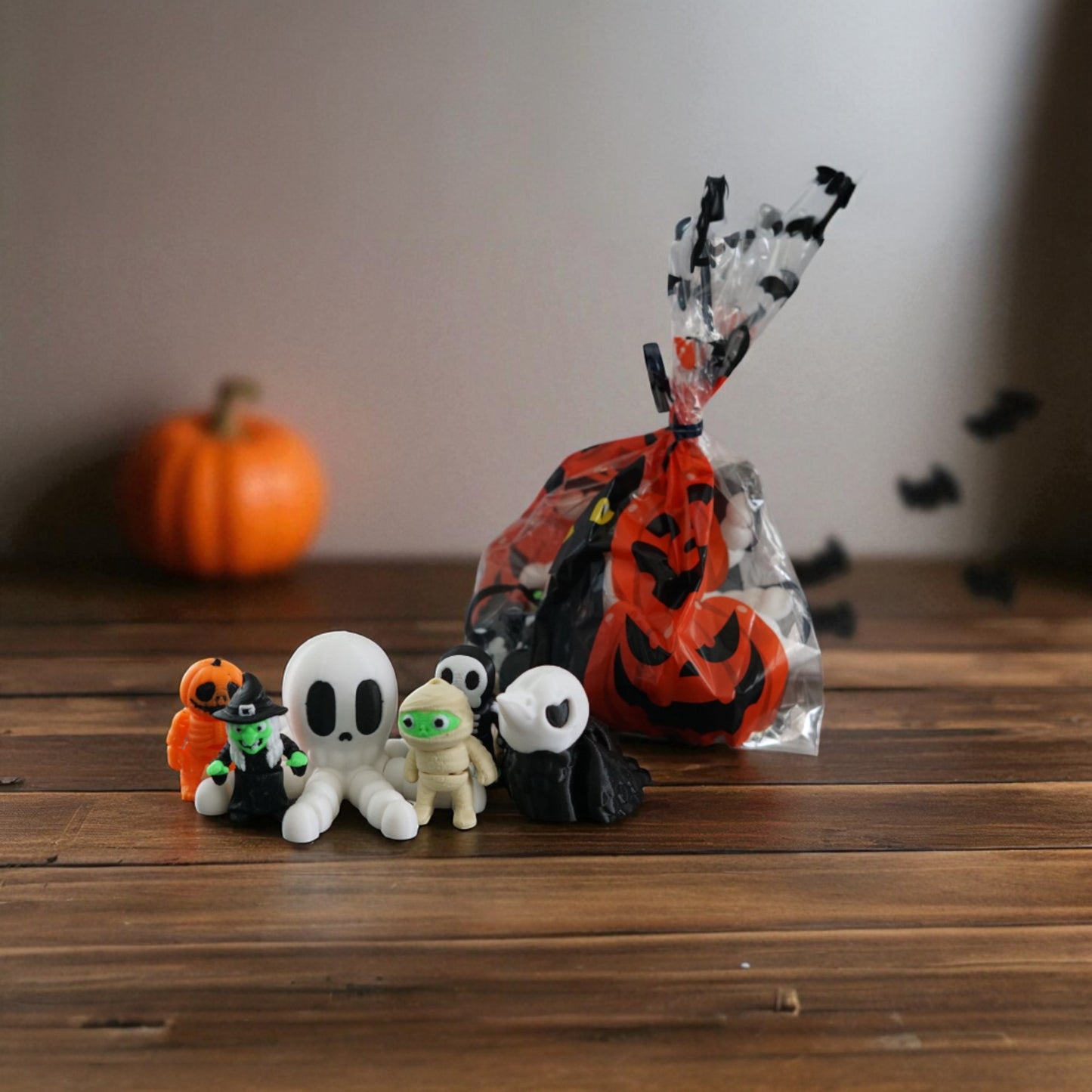 Halloween Flexi Bundle – Articulated Pumpkin, Bat, Spider, Witch, Raven & Skeleton Fidget Toys | Goodie Bag Gift | Favors
