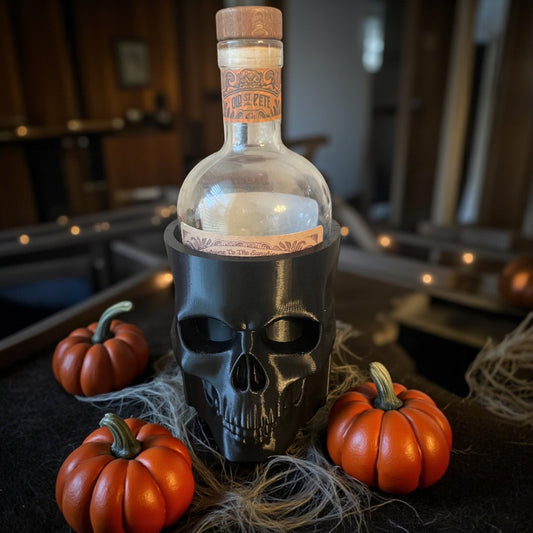 Skull Shaped Liquor Bottle Holder | Gothic Bar Decor, Unique Gift for Him, 12 Colors, Skull Display for Whiskey, Rum, Vodka, Man Cave Decor