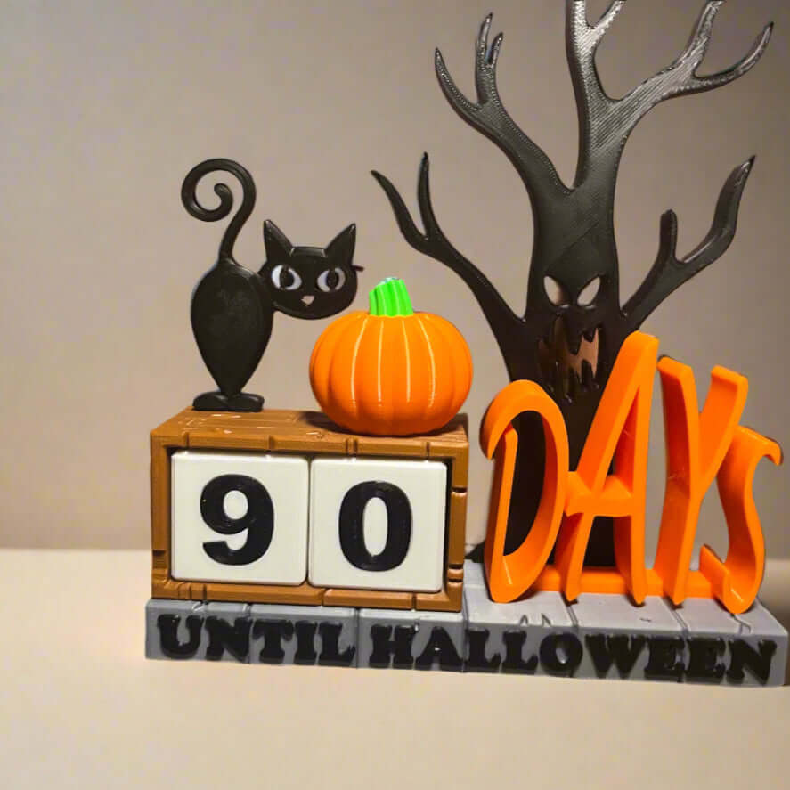 Halloween Countdown Calendar | Black Cat, Pumpkin & Tree Decor | Seasonal Fall Mantelpiece-Printastic Treasures