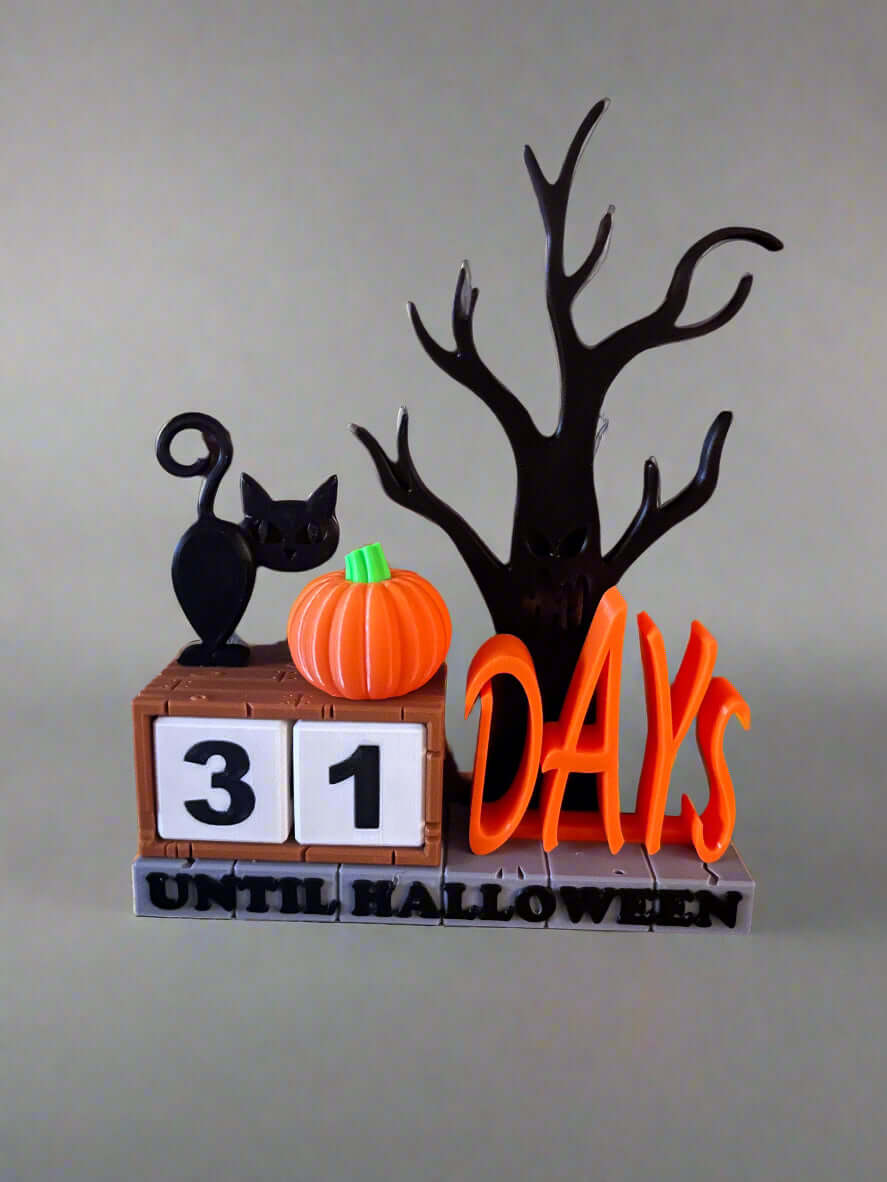 Halloween Countdown Calendar | Black Cat, Pumpkin & Tree Decor | Seasonal Fall Mantelpiece-Printastic Treasures