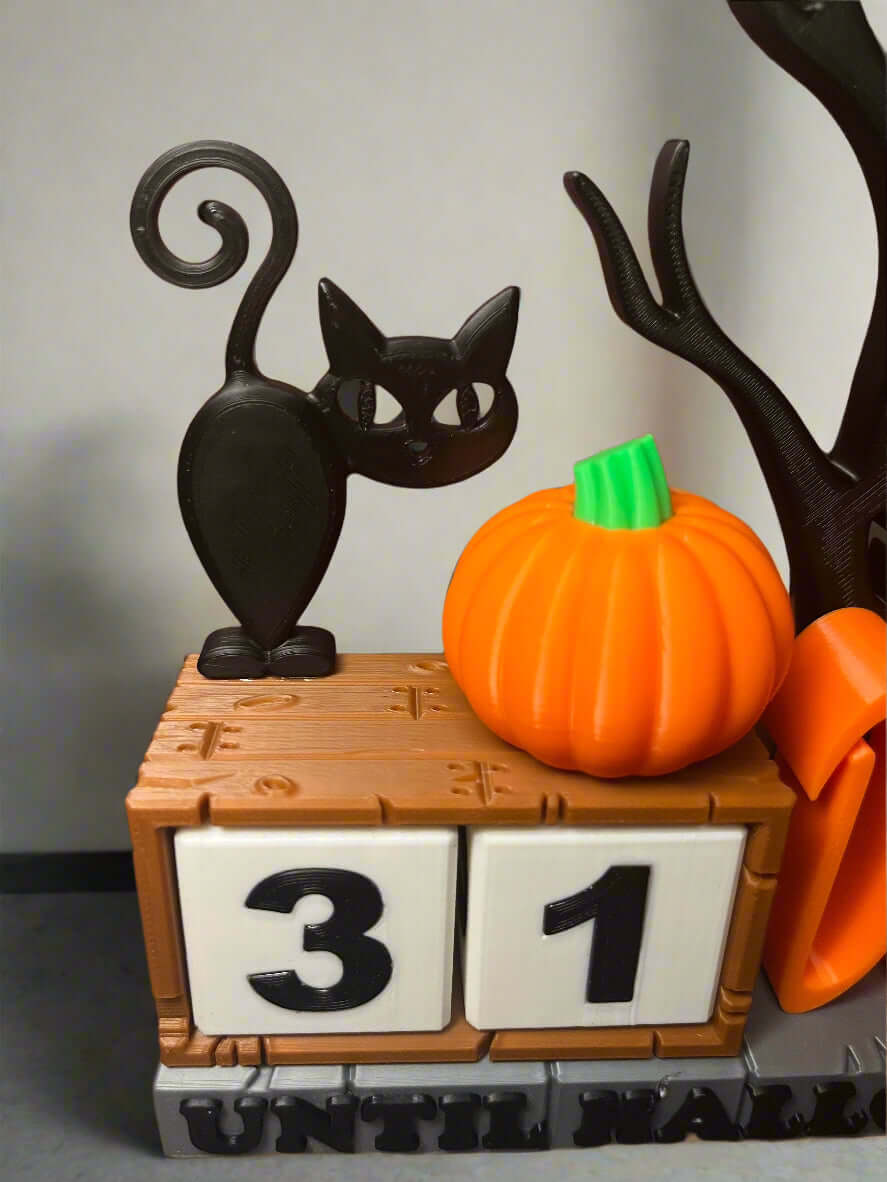 Halloween Countdown Calendar | Black Cat, Pumpkin & Tree Decor | Seasonal Fall Mantelpiece-Printastic Treasures