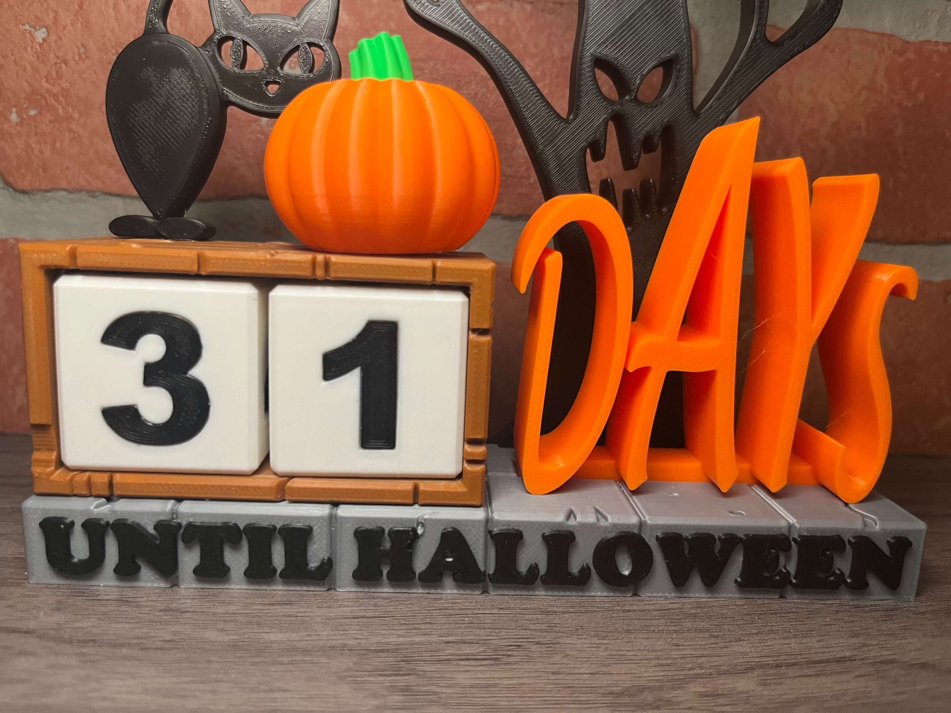 Halloween Countdown Calendar | Black Cat, Pumpkin & Tree Decor | Seasonal Fall Mantelpiece-Printastic Treasures